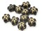 10 14mm Black and Gold 5 Petal Flower Plastic Flat Coin Beads